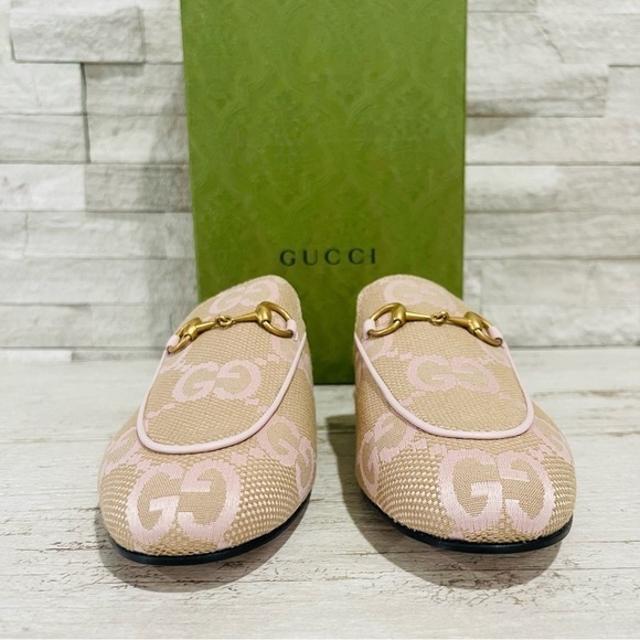 Gucci Jumbo GG Princetown Mules Slippers Perfect Pink Size 36 Canvas/Leather - Picture 2 of 16